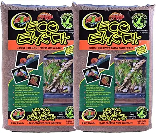 Zoo Med Eco Earth Loose Coconut Fiber Substrate (2 Packs of 8 Quarts Each)